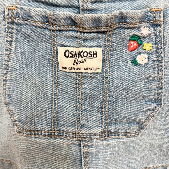Vintage OSH KOSH B’GOSH denim overalls flower strawberry embroidered - 5T - Picture 8 of 15